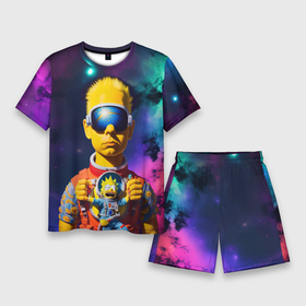Мужской костюм с шортами 3D с принтом Барт Симпсон в космосе   нейросеть в Кировске,  |  | Тематика изображения на принте: 