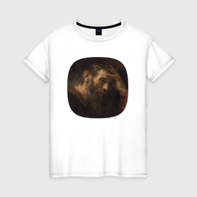 Женская футболка хлопок с принтом Картина ренессанса   Рембрандт   Апостол Павел в Тюмени, 100% хлопок | прямой крой, круглый вырез горловины, длина до линии бедер, слегка спущенное плечо | 