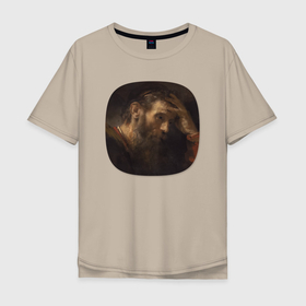 Мужская футболка хлопок Oversize с принтом Картина ренессанса   Рембрандт   Апостол Павел в Курске, 100% хлопок | свободный крой, круглый ворот, “спинка” длиннее передней части | 