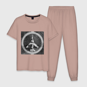 Мужская пижама хлопок с принтом Самолёт МИГ 23 в Курске, 100% хлопок | брюки и футболка прямого кроя, без карманов, на брюках мягкая резинка на поясе и по низу штанин
 | 