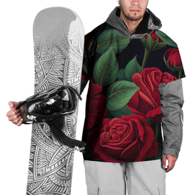 Накидка на куртку 3D с принтом Много красных роз в Кировске, 100% полиэстер |  | 