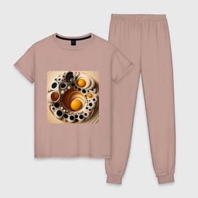 Женская пижама хлопок с принтом Вкусные узоры в Тюмени, 100% хлопок | брюки и футболка прямого кроя, без карманов, на брюках мягкая резинка на поясе и по низу штанин | 