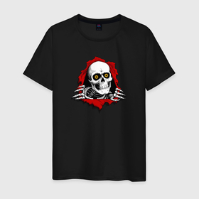 Мужская футболка хлопок с принтом Скелет вылезает одежды в Петрозаводске, 100% хлопок | прямой крой, круглый вырез горловины, длина до линии бедер, слегка спущенное плечо. | 