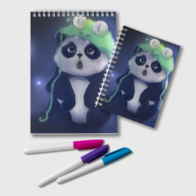 Блокнот с принтом милая панда в шапке в Курске, 100% бумага | 48 листов, плотность листов — 60 г/м2, плотность картонной обложки — 250 г/м2. Листы скреплены удобной пружинной спиралью. Цвет линий — светло-серый
 | 