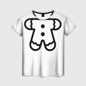 Женская футболка 3D с принтом Я пряничный человечек , 100% полиэфир ( синтетическое хлопкоподобное полотно) | прямой крой, круглый вырез горловины, длина до линии бедер | 