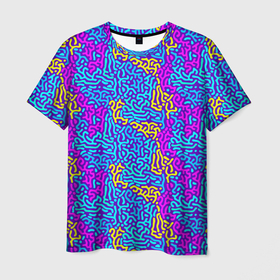 Мужская футболка 3D с принтом Абстрактные психоделические полосы в Петрозаводске, 100% полиэфир | прямой крой, круглый вырез горловины, длина до линии бедер | 