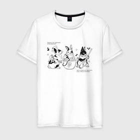 Мужская футболка хлопок с принтом Rabbits designers в Курске, 100% хлопок | прямой крой, круглый вырез горловины, длина до линии бедер, слегка спущенное плечо. | 