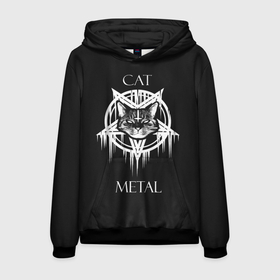 Мужская толстовка 3D с принтом Cat metal в Курске, 100% полиэстер | двухслойный капюшон со шнурком для регулировки, мягкие манжеты на рукавах и по низу толстовки, спереди карман-кенгуру с мягким внутренним слоем. | 