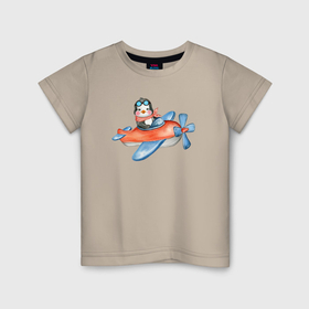 Детская футболка хлопок с принтом Пингвин летит на вертолете в Курске, 100% хлопок | круглый вырез горловины, полуприлегающий силуэт, длина до линии бедер | 