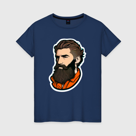 Женская футболка хлопок с принтом Статный мужчина с бородой в Санкт-Петербурге, 100% хлопок | прямой крой, круглый вырез горловины, длина до линии бедер, слегка спущенное плечо | 