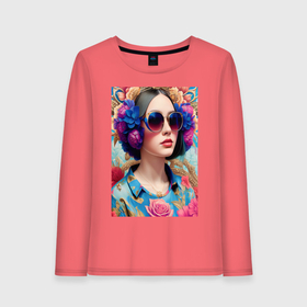 Женский лонгслив хлопок с принтом Fashion девушка   нейросеть в городе Новоалтайск, 100% хлопок |  | 
