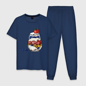 Мужская пижама хлопок с принтом Рисунок мороженного в стакане в Тюмени, 100% хлопок | брюки и футболка прямого кроя, без карманов, на брюках мягкая резинка на поясе и по низу штанин
 | 