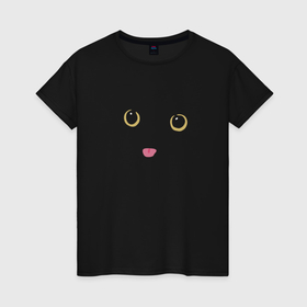 Женская футболка хлопок с принтом Морда котика в Курске, 100% хлопок | прямой крой, круглый вырез горловины, длина до линии бедер, слегка спущенное плечо | 