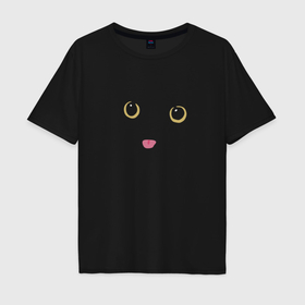 Мужская футболка хлопок Oversize с принтом Морда котика в Курске, 100% хлопок | свободный крой, круглый ворот, “спинка” длиннее передней части | 