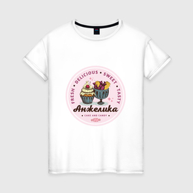 Женская футболка хлопок с принтом Анжелика new в Екатеринбурге, 100% хлопок | прямой крой, круглый вырез горловины, длина до линии бедер, слегка спущенное плечо | 