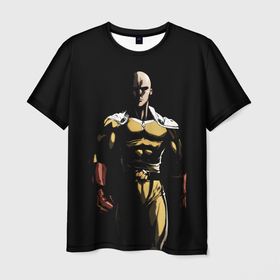 Мужская футболка 3D с принтом Накаченный Сайтама , 100% полиэфир | прямой крой, круглый вырез горловины, длина до линии бедер | 