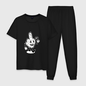 Мужская пижама хлопок с принтом Палец приветствует в Тюмени, 100% хлопок | брюки и футболка прямого кроя, без карманов, на брюках мягкая резинка на поясе и по низу штанин
 | 