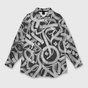 Мужская рубашка oversize 3D с принтом Черно белая каллиграфия ,  |  | Тематика изображения на принте: 