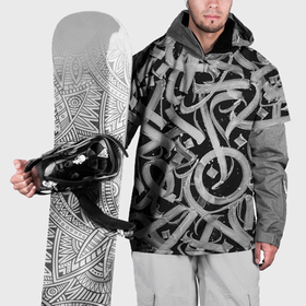 Накидка на куртку 3D с принтом Черно белая каллиграфия , 100% полиэстер |  | Тематика изображения на принте: 