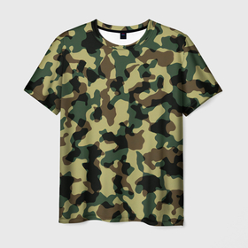Мужская футболка 3D с принтом Военный камуфляж в Петрозаводске, 100% полиэфир | прямой крой, круглый вырез горловины, длина до линии бедер | 