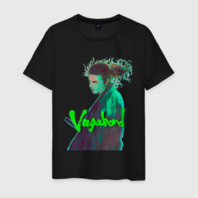 Мужская футболка хлопок с принтом Vagabond бродяга манга в Белгороде, 100% хлопок | прямой крой, круглый вырез горловины, длина до линии бедер, слегка спущенное плечо. | Тематика изображения на принте: 