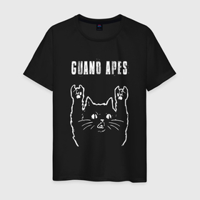 Мужская футболка хлопок с принтом Guano Apes рок кот в Белгороде, 100% хлопок | прямой крой, круглый вырез горловины, длина до линии бедер, слегка спущенное плечо. | 