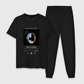 Мужская пижама хлопок с принтом Daft Punk Get Lucky в Санкт-Петербурге, 100% хлопок | брюки и футболка прямого кроя, без карманов, на брюках мягкая резинка на поясе и по низу штанин
 | 
