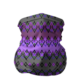Бандана-труба 3D с принтом Серо фиолетовый этнический геометрический узор в Петрозаводске, 100% полиэстер, ткань с особыми свойствами — Activecool | плотность 150‒180 г/м2; хорошо тянется, но сохраняет форму | 