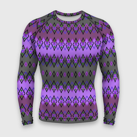 Мужской рашгард 3D с принтом Серо фиолетовый этнический геометрический узор ,  |  | 