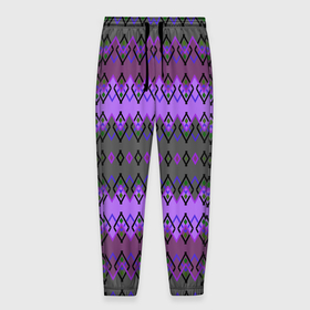 Мужские брюки 3D с принтом Серо фиолетовый этнический геометрический узор , 100% полиэстер | манжеты по низу, эластичный пояс регулируется шнурком, по бокам два кармана без застежек, внутренняя часть кармана из мелкой сетки | 