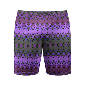 Мужские шорты спортивные с принтом Серо фиолетовый этнический геометрический узор ,  |  | 