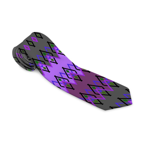 Галстук 3D с принтом Серо фиолетовый этнический геометрический узор , 100% полиэстер | Длина 148 см; Плотность 150-180 г/м2 | 