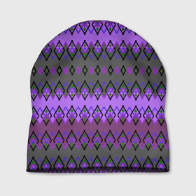 Шапка 3D с принтом Серо фиолетовый этнический геометрический узор в Петрозаводске, 100% полиэстер | универсальный размер, печать по всей поверхности изделия | 
