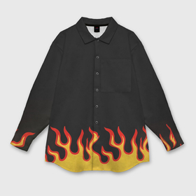 Мужская рубашка oversize 3D с принтом Горящее пламя в Петрозаводске,  |  | 