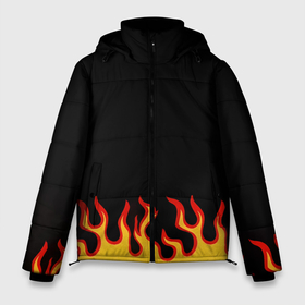 Мужская зимняя куртка 3D с принтом Горящее пламя в Курске, верх — 100% полиэстер; подкладка — 100% полиэстер; утеплитель — 100% полиэстер | длина ниже бедра, свободный силуэт Оверсайз. Есть воротник-стойка, отстегивающийся капюшон и ветрозащитная планка. 

Боковые карманы с листочкой на кнопках и внутренний карман на молнии. | 