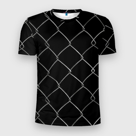 Мужская футболка 3D Slim с принтом Плетеный забор в Кировске, 100% полиэстер с улучшенными характеристиками | приталенный силуэт, круглая горловина, широкие плечи, сужается к линии бедра | 