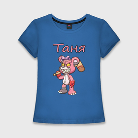 Женская футболка хлопок Slim с принтом Таня и медведь в Тюмени,  |  | Тематика изображения на принте: 