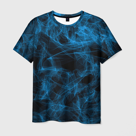 Мужская футболка 3D с принтом Синий дым текстура в Петрозаводске, 100% полиэфир | прямой крой, круглый вырез горловины, длина до линии бедер | 