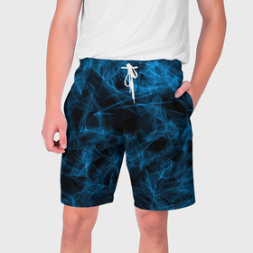 Мужские шорты 3D с принтом Синий дым текстура в Санкт-Петербурге,  полиэстер 100% | прямой крой, два кармана без застежек по бокам. Мягкая трикотажная резинка на поясе, внутри которой широкие завязки. Длина чуть выше колен | 
