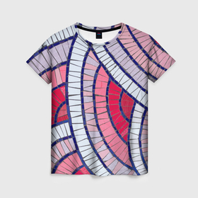 Женская футболка 3D с принтом Абстрактная белая фиолетовая красная текстура в Кировске, 100% полиэфир ( синтетическое хлопкоподобное полотно) | прямой крой, круглый вырез горловины, длина до линии бедер | 