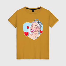 Женская футболка хлопок с принтом Снежная королева влюблена в Тюмени, 100% хлопок | прямой крой, круглый вырез горловины, длина до линии бедер, слегка спущенное плечо | 