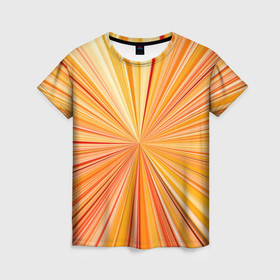 Женская футболка 3D с принтом Абстрактные лучи оттенков оранжевого в Рязани, 100% полиэфир ( синтетическое хлопкоподобное полотно) | прямой крой, круглый вырез горловины, длина до линии бедер | 