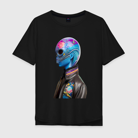 Мужская футболка хлопок Oversize с принтом Alien   neural network в Курске, 100% хлопок | свободный крой, круглый ворот, “спинка” длиннее передней части | 