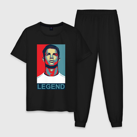 Мужская пижама хлопок с принтом Ronaldo legend в Екатеринбурге, 100% хлопок | брюки и футболка прямого кроя, без карманов, на брюках мягкая резинка на поясе и по низу штанин
 | 