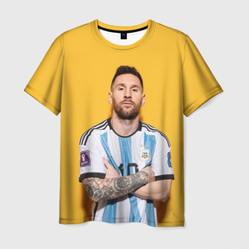 Мужская футболка 3D с принтом Lionel Messi 10 в Петрозаводске, 100% полиэфир | прямой крой, круглый вырез горловины, длина до линии бедер | Тематика изображения на принте: 