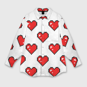 Мужская рубашка oversize 3D с принтом Сердца в стиле пиксель арт ,  |  | Тематика изображения на принте: 