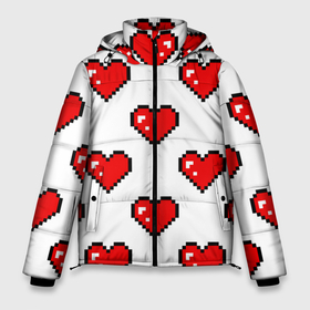 Мужская зимняя куртка 3D с принтом Сердца в стиле пиксель арт в Екатеринбурге, верх — 100% полиэстер; подкладка — 100% полиэстер; утеплитель — 100% полиэстер | длина ниже бедра, свободный силуэт Оверсайз. Есть воротник-стойка, отстегивающийся капюшон и ветрозащитная планка. 

Боковые карманы с листочкой на кнопках и внутренний карман на молнии. | 