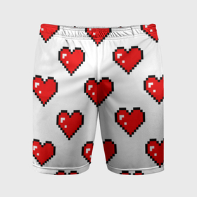 Мужские шорты спортивные с принтом Сердца в стиле пиксель арт в Санкт-Петербурге,  |  | 