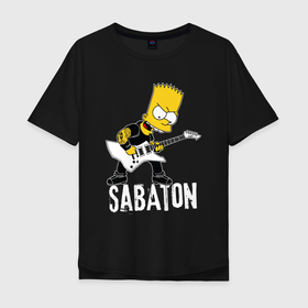 Мужская футболка хлопок Oversize с принтом Sabaton Барт Симпсон рокер в городе Новоалтайск, 100% хлопок | свободный крой, круглый ворот, “спинка” длиннее передней части | Тематика изображения на принте: 