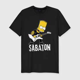 Мужская футболка хлопок Slim с принтом Sabaton Барт Симпсон рокер в Тюмени, 92% хлопок, 8% лайкра | приталенный силуэт, круглый вырез ворота, длина до линии бедра, короткий рукав | 